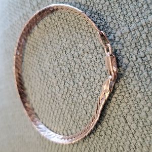 VINTAGE Italian Herringbone Silver Bracelet, Gorg! 7", Italy